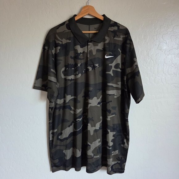 Nike Dri-FIT Victory+ Camo Golf Polo Shirt in Sequoia/Cargo Khaki Size Men's XXL - Picture 1 of 9
